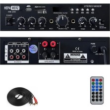 Pearl Shop Merz HB-200 Stereo Mixer Amfi 4-8 Ohm 2 Çıkışlı 2X100W Anfi Bluetooth USB