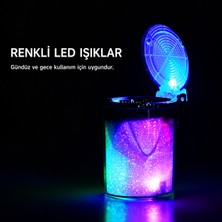 Işıltı Design Araç Içi Çok Renkli Işıklı Küllük Renkli Işıklı Kapaklı Araba Küllüğü Oto Küllük Rgb Işıklı