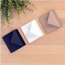 Pearl Shop Minik Zarf Seti, 7x9 cm 15 Adet (Kraft-Krem-Siyah)