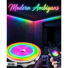 Meks Dekoratif Rgb LED Şerit Neon Işık 3 Metre Su Geçirmez Uzaktan Kumandalı Ortam A - HEP-4832-392