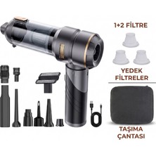 Başkenttekno 20000 Pa Güçlü Çekim Kablosuz Araç El Süpürgesi-Şarjli Taşinabilir Mini Vakum 3 Hepa Fitreli Çantali