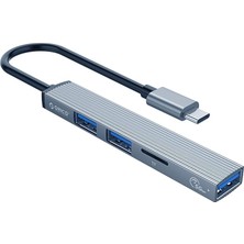 Pearl Shop Type-C To 3 Portlu USB 3.0 Çoklayıcı Tf Micro Sd Kart Okuyucu Hub