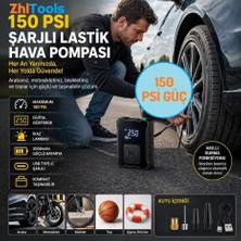 ZHL Tools Zhltools Şarjlı Hava Kompreserü Ikaz Lambalı Oto Lastik Pompa 150 Psi