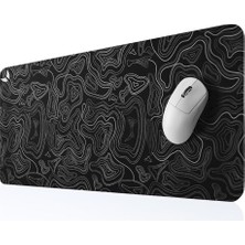 Pearl Shop Classic - Gaming Oyuncu Gamer Mouse Pad, Kaymaz Taban Büyük Boy Large Ofis Tipi Mouse Ped, Fare Altlığı, Düz Masa Koruyucu Klavye Altı Mousepad 70X30 cm (Topografi Siyah)