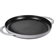 Pearl Shop Grill Pans Çift Kulplu Döküm Izgara Tava, Gri