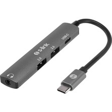 Pearl Shop SWV-USBC024 4 In 1 Gri Metal Typec To 2*usb2.0 Usb-C, 3.5mm Aux Port Type C Adaptör
