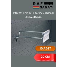 Raf Sanatı Etiketli Delikli Pano Kancası 20 cm | 10 Adet | Tel Askı Kancası | Delikli Panel Raf Askısı | Fon Kancası Etiketli
