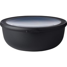 Pearl Shop - Multi Bowl Cirqula Round - Kapaklı Saklama Kabı - Buzdolabı Için Hava Geçirmez Saklama Kutusu Olarak Uygundur, Mikrodalga ve Saklama Kabı Olarak Uygundur - 2250 ml - Nordic Black
