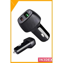 İn3dex Araba Çakmaklık Şarj Cihazı 38W Type-C Pd Hızlı Şarj USB