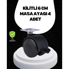 Meks 6 cm Kilitli Tekerlek Ayak 4 Adet Sehpa ve Ekipman Uyumlu - HEP-5618-9003