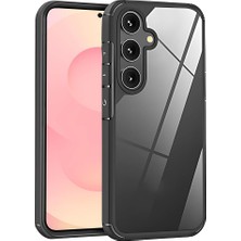 Pearl Shop Samsung Galaxy S25 Plus Için Şok Emici Silikon Kenarlı Şeffaf Kılıf Arkası Sararmaya Karşı Sert Pc Yapılı Parmak Izi Tutmayan Çizilme ve Darbelere Dayanıklı Premium Hibrit Kılıf (Siyah)
