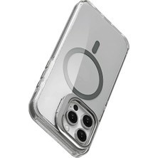 Pearl Shop iPhone 16 Pro Için Magsafe ile Uyumlu Luxo Serisi Yüksek Kalite Kılıf Ultra Şeffaf Görünüm ve Standlı Ergonomik Tasarım (Natural Titanyum, 16 Pro)
