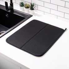 Pearl Shop Tezgahı Için Bulaşık Kurutma Paspasları, Çeşitli Amaçlar Için Süper Emici Mikrofiber Bulaşık Süzgeci, Şık ve Etkili, Hızlı Kuruyan Bulaşık Matı, 43 cm x 35 Cm, Siyah