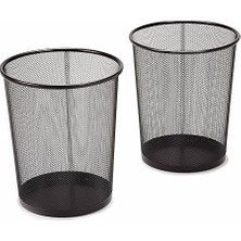 Pearl Shop Classics Ev Veya Ofis Için Küçük Silindir Çöp Kutusu, 6 Galon Fileli Yuvarlak Kova, Hafif, Çelik Çöp Sepeti Seti, Çöp Veya Geri Dönüşüm Için, 2'li Paket, Siyah