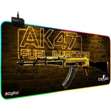 Pearl Shop Rgb Gaming Oyuncu Mousepad Rgb AK47 70 x 30 Kaymaz Taban Mouse Pad 4mm Kalınlık