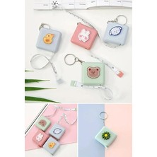 Pearl Shop Sevimli Yumuşak Stickerlı 150 cm Uzunluğunda Pratik Taşınabilir Çanta Boy Anahtarlıklı Mezura