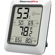 Pearl Shop TP50 Dijital Termo-Higrometre, Iç Mekan Termometresi, Higrometre, Sıcaklık ve Nem Ölçer, Oda Iklimi Kontrolü, Oda Havası Kontrolü, Klima Monitörü Için
