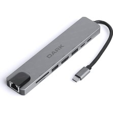 Pearl Shop USB 3.1 Type-C 8 In 1 Ethernet/hdmı/tf Sd Kart Okuyucu/usb 3.0 - USB 2.0 / Usb-C & Usb-C Pd Dönüştürücü Çevirici Hub (DK-AC-U31X40)