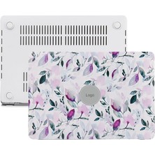 Pearl Shop MacBook Air 13 Kılıf A2337 A2179 A1932 Uyumlu M1 Çip Mat Çiçek Desenli Lazer Uv Baskı Sert Kapak Ince Hafif Koruma Beyaz
