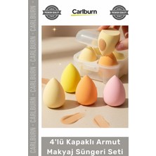 Carlburn #kozmetik Profesyonel Yumuşak Fondöten Kapatıcı Sünger 4'lü Kapaklı Armut Makyaj Süngeri Seti