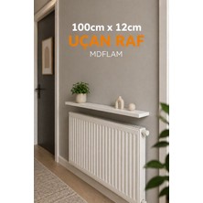 Vardar Beyaz Duvar Rafı Uçan Raf 100x12  Mdflam | Modern Dekoratif Kitaplık Rafı Salon Koridor Petek Üzeri Raf