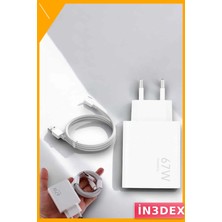 İn3dex 67W Turbo Hızlı Şarj Adaptörü Type-C Uyumlu Kablo