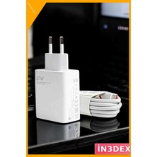 İn3dex Turbo Hızlı 67W Type-C Şarj Adaptörü ve Kablo