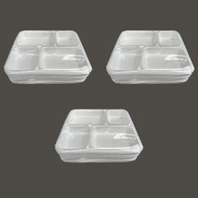 Pearl Shop Tek Kullanımlık Köpük 4 Bölmeli Tabldot Köpük Tabak - 26.5X30 Cm. - 10 Adetlik 3 Paket