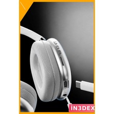 İn3dex Kablosuz Bluetooth 5.2 Kulak Üstü Kulaklık Beyaz Mikrofonlu 400MAH
