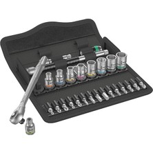 Pearl Shop 05004017001 8100 Sc 7 Zyklop Metal Cırcır Seti, Kare Geçme, 1/4 Inç Tahrik, Metrik, 28 Parça