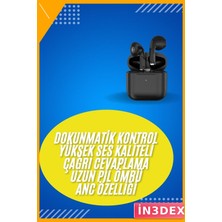 İn3dex Kulak Içi Bluetooth Kulaklık Mikrofonlu Dokunmatik Kontrol Silikonsuz