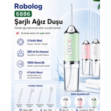 Robolog Ağız Duşu Şarj Edilebilir 4 Başlıklı Taşınabilir Diş Protez Ağız Bakım Temizleme 6886 Yeşil