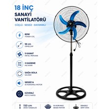 Nivego Nvg 18 Inç Sanayi Tipi Vantilatör 80W Güçlü Sessiz Ayaklı Fan 5 Kanat 3 Kademeli 56CM Geniş Çap Pervane