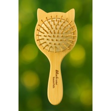 Kedi Figürlü Doğal Bambu Tarak (Bambu Gövde ve Bambu Uçlu)