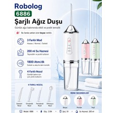 Robolog Ağız Duşu Şarj Edilebilir 4 Başlıklı Taşınabilir Diş Protez Ağız Bakım Temizleme 6886  Beyaz