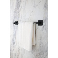 Pearl Shop Banyo Yapışkanlı Siyah Kare Uzun Havluluk Havlu Askısı