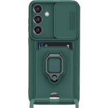 Raftan Topla Samsung Galaxy S25 Plus Kılıf Zuma Kartvizitli Yüzüklü Silikon - Yeşil
