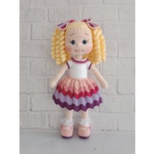 Sarışın Festival Kıvırcık Saçlı Karnaval Bebek Amigurumi Organik Çok Renkli Oyuncak
