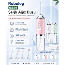 Robolog Ağız Duşu Şarj Edilebilir 4 Başlıklı Taşınabilir Diş Protez Ağız Bakım Temizleme 6886 Pembe