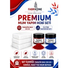Fabrikone Premium Mum Yapım Hobi Seti - Parafin Wax 250 gr - 2'li Toz Mum Boyası Seti - Kırmızı, Mavi BKFABPW2502KM