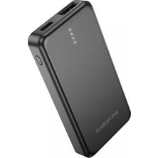 Borofone 2500MAH Ultra Hafif Mini Powerbank - Sadece 62 Gram, LED Göstergeli Acil Durum Şarj Cihazı, Cebinize Sığan Minimalist Taşınabilir Pil - Siyah