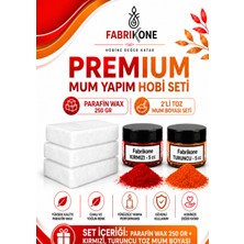 Fabrikone Premium Mum Yapım Hobi Seti - Parafin Wax 250 gr - 2'li Toz Mum Boyası Seti - Kırmızı, Turuncu BKFABPW2502KT