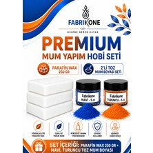 Fabrikone Premium Mum Yapım Hobi Seti - Parafin Wax 250 gr - 2'li Toz Mum Boyası Seti - Mavi, Turuncu BKFABPW2502MT