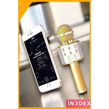 İn3dex Kablosuz Karaoke Mikrofon Şarjlı Uzun Pil Ömürlü USB Bluetooth Hoparlör