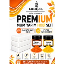 Fabrikone Premium Mum Yapım Hobi Seti - Parafin Wax 250 gr - 2'li Toz Mum Boyası Seti - Turuncu, Sarı BKFABPW2502TSR