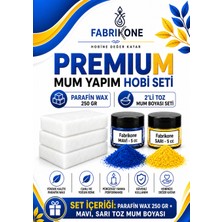 Fabrikone Premium Mum Yapım Hobi Seti - Parafin Wax 250 gr - 2'li Toz Mum Boyası Seti - Mavi, Sarı BKFABPW2502MSR