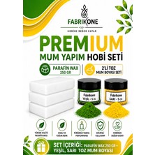 Fabrikone Premium Mum Yapım Hobi Seti - Parafin Wax 250 gr - 2'li Toz Mum Boyası Seti - Yeşil, Sarı BKFABPW2502YSR