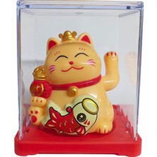 Dünyadan Hediyeler Maneki Neko El Sallayan Mini Şans Kedisi Krem Solar Güneş Enerjili 5X5CM F11KRM11
