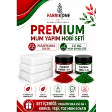 Fabrikone Premium Mum Yapım Hobi Seti - Parafin Wax 250 gr - 2'li Toz Mum Boyası Seti - Kırmızı, Yeşil BKFABPW2502KY
