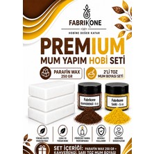 Fabrikone Premium Mum Yapım Hobi Seti - Parafin Wax 250 gr - 2'li Toz Mum Boyası Seti - Kahverengi, Sarı BKFABPW2502KHSR